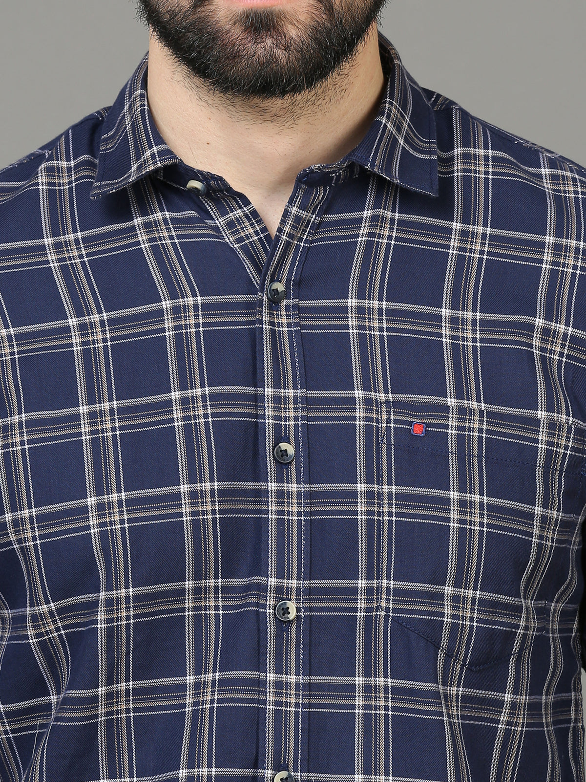 Men's Blue Slim Fit Checks Full Sleeves Casual Shirts