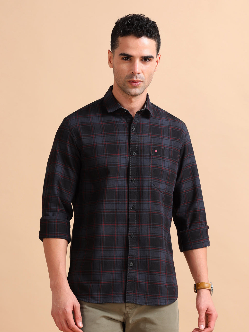 Men's Grey Premium Slim Fit Cotton Casual Shirt main image 1