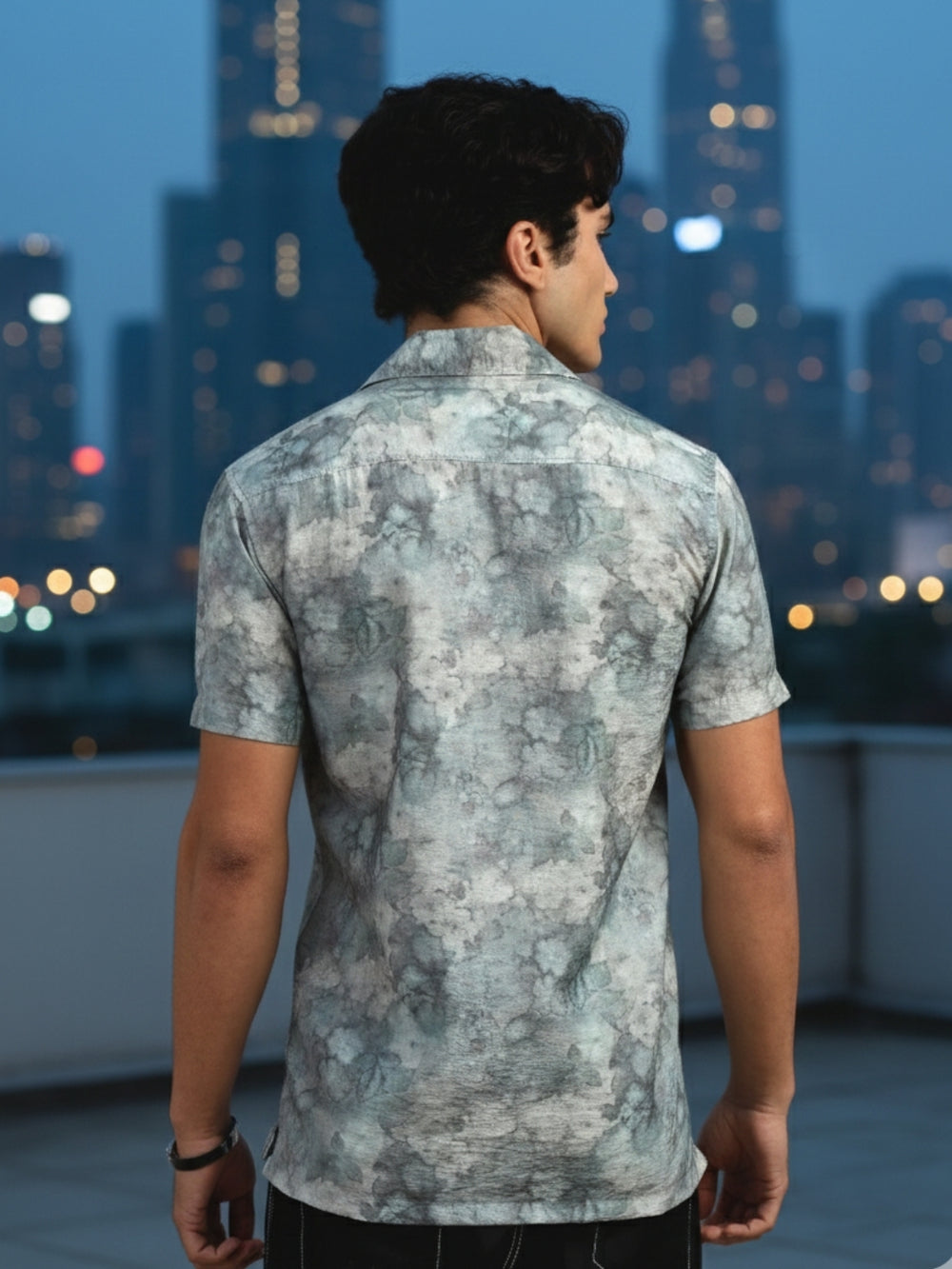 Men Light Green Slim Fit Printed Half Sleeve Casual Shirt