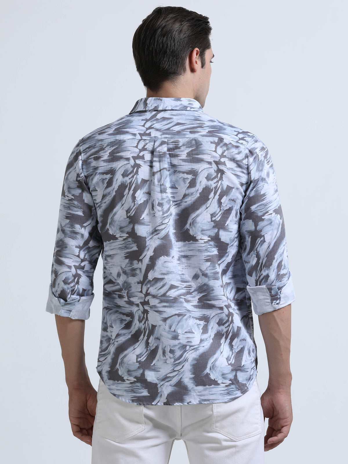 Men's Blue Slim Fit Printed Full Sleeve Casual Shirt