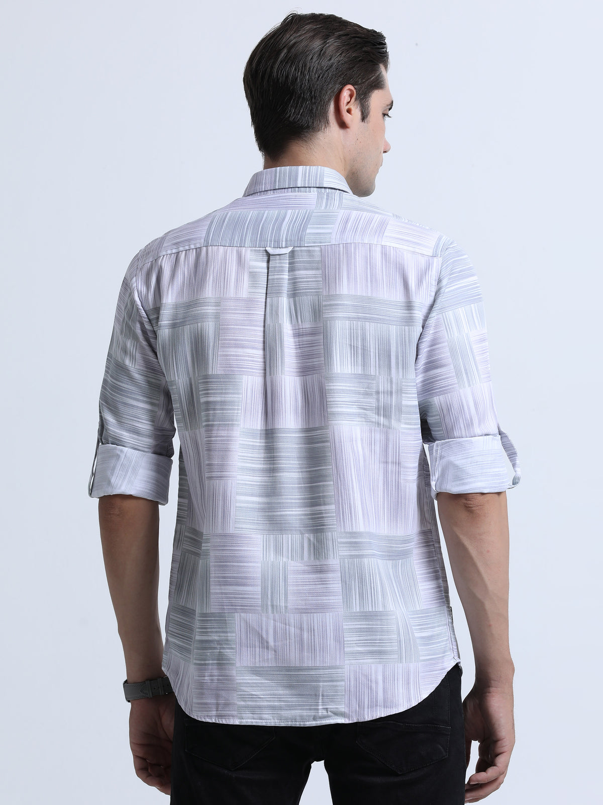 Men's Green Slim Fit Twill Printed Full Sleeve Casual Shirt