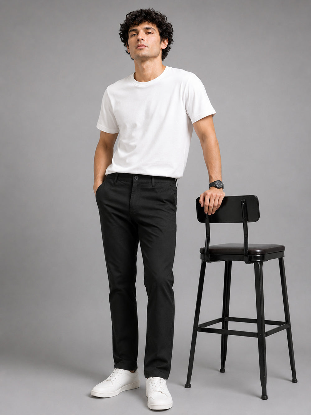 Men's Olive Drift Fit Solid Design Linen Trousers