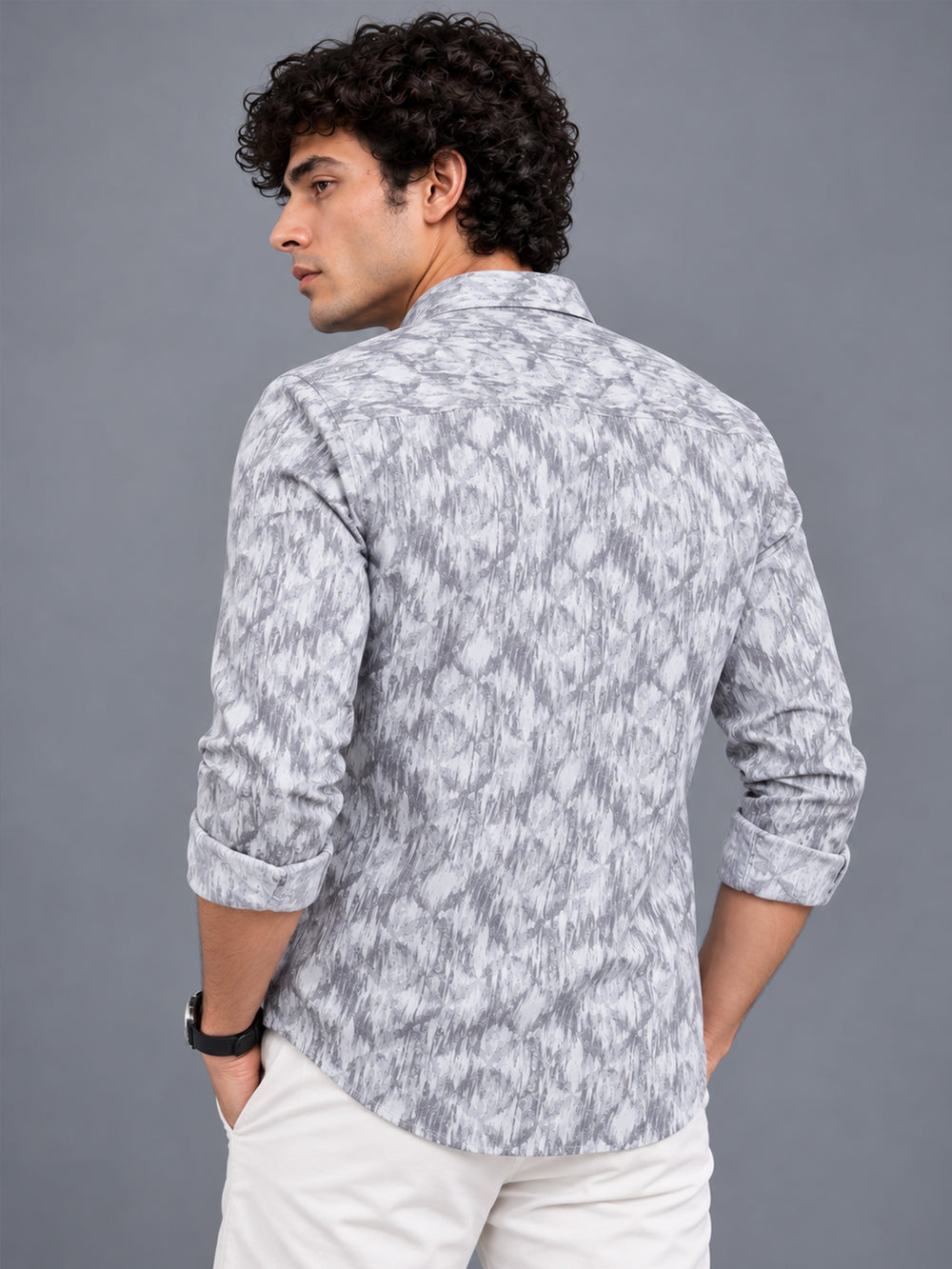 Men's Light Green Slim Fit Premium Abstract Printed Casual Shirt