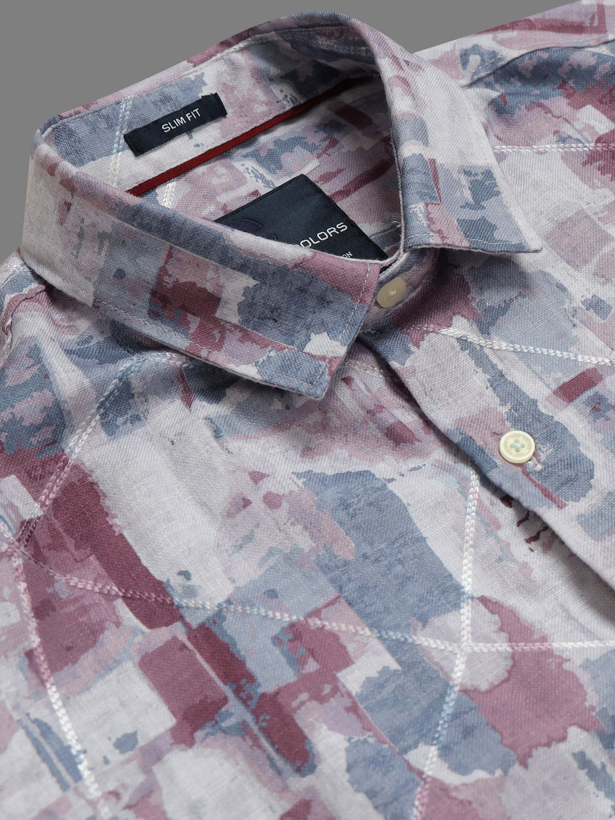 Men Pink Slim Fit Printed Full Sleeve Casual Shirt