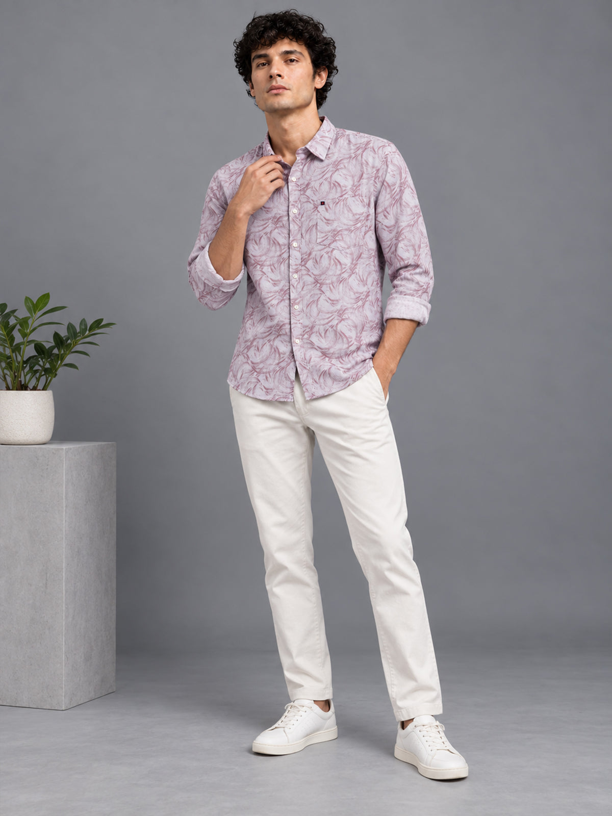 Men’s Purple Abstract Paisley Printed Slim Fit Casual Shirt