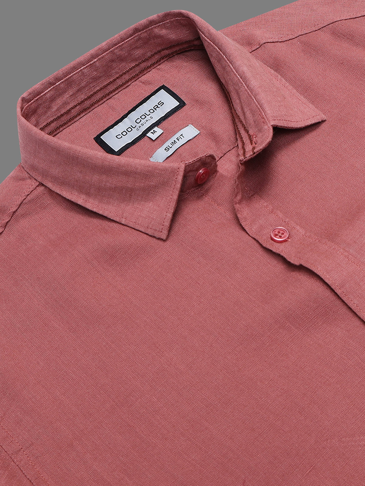 Men's Dusty Rose Linen Textured Slim Fit Solid Casual Shirt