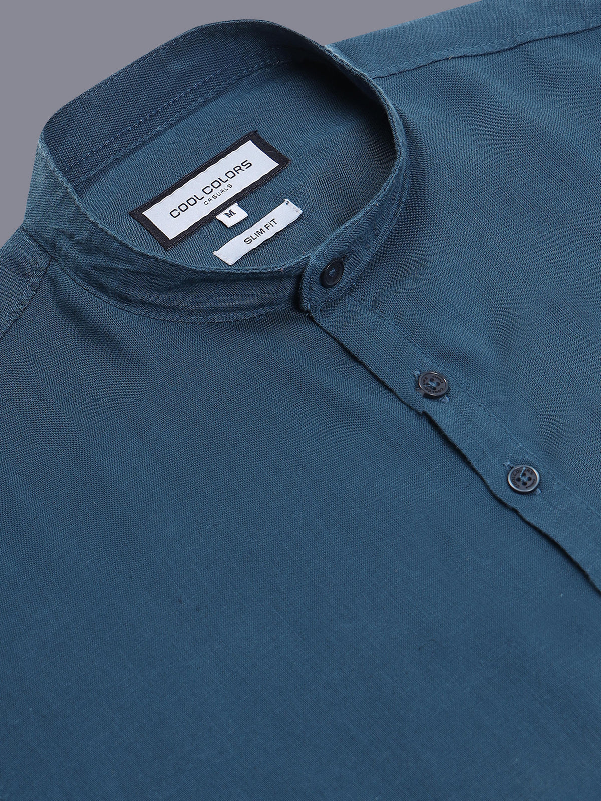Men Navy Slim Fit Solid Linen Texture Casual Kurta Shirt