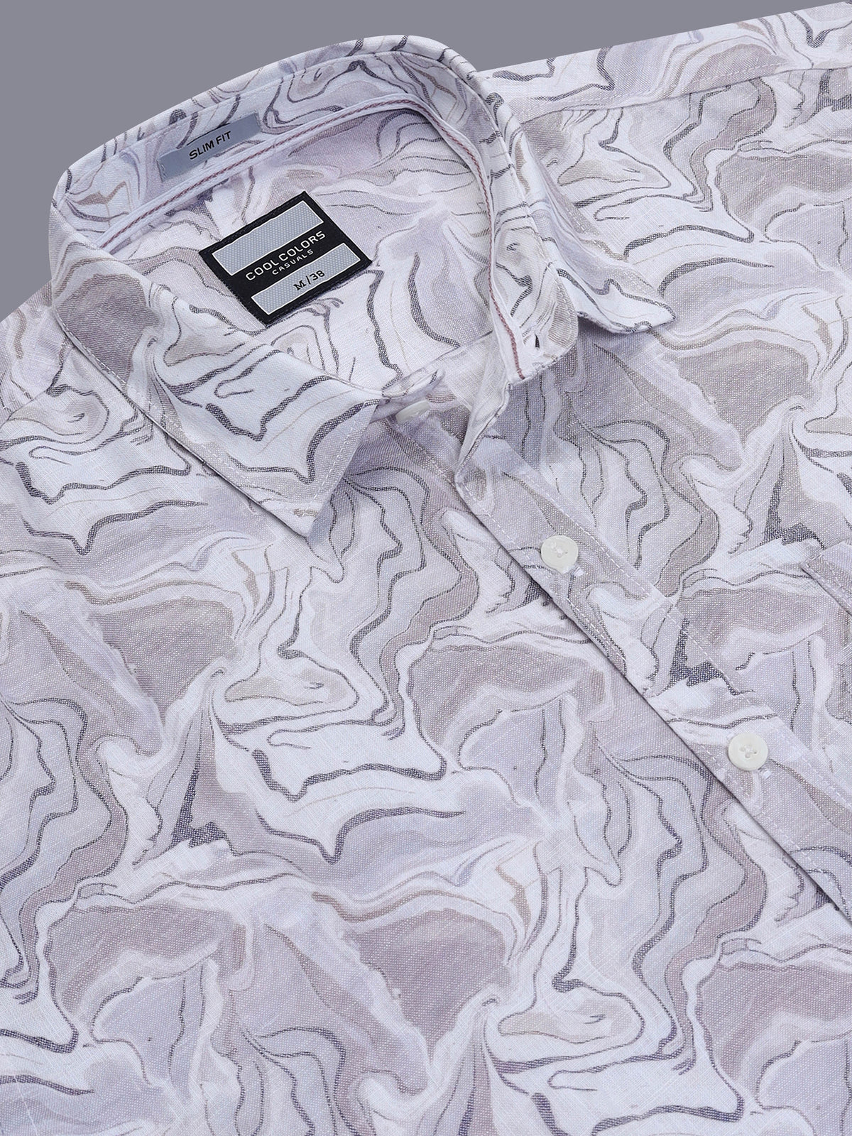 Men's Smart Casual Pink Slim Fit Abstract Printed Designer Shirt