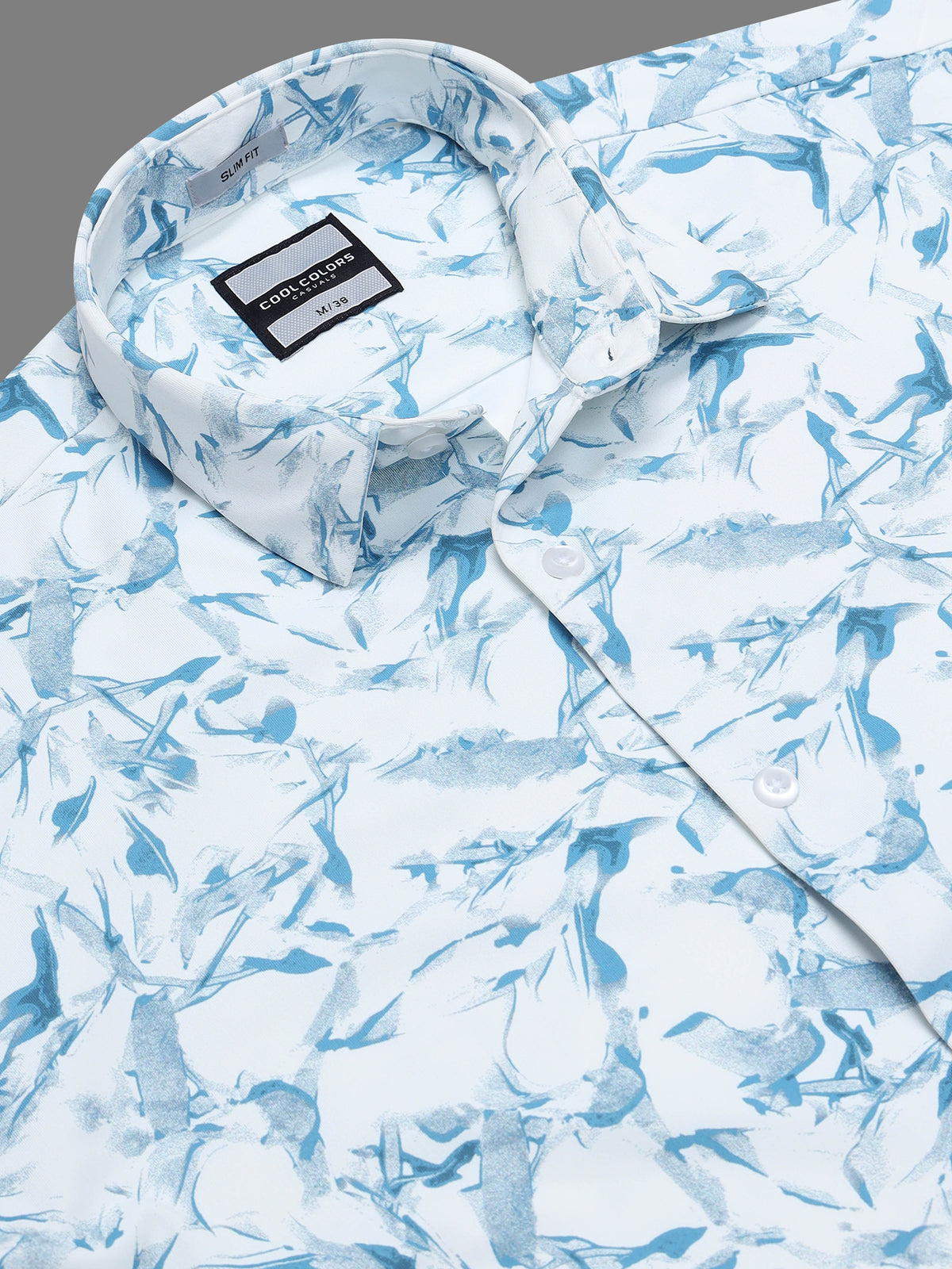 Men Blue Slim Fit Cotton Lycra Abstract printed Casual Shirt