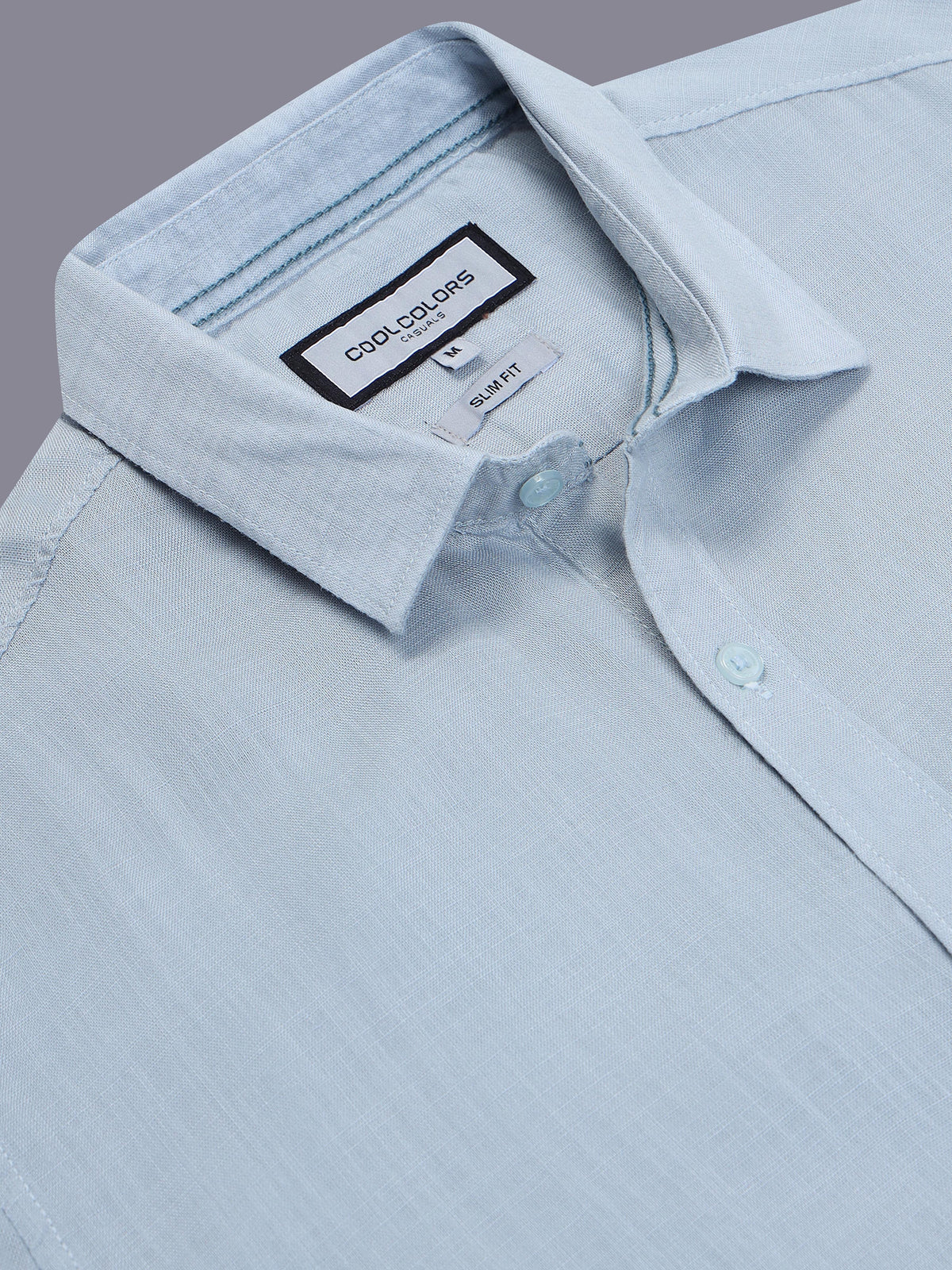 Men's Grey Linen Textured Slim Fit Solid Casual Shirt