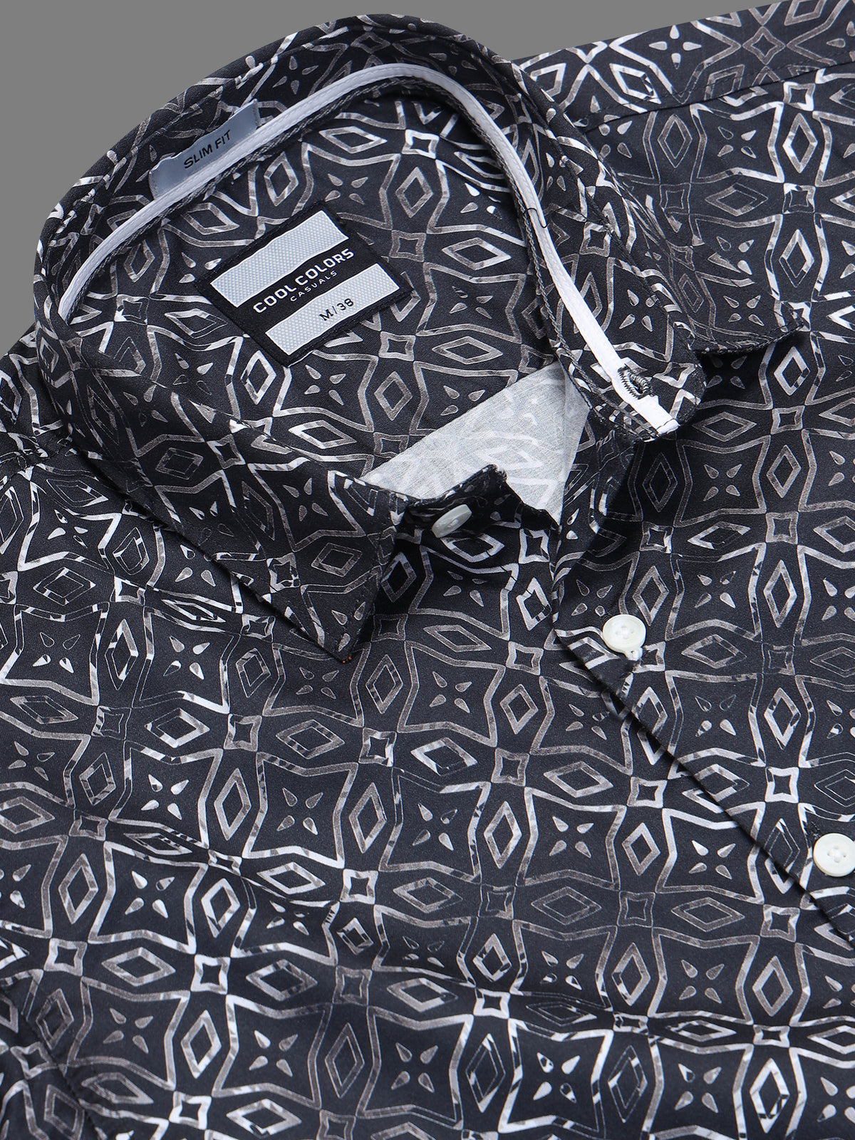 Men Black Slim Fit Geometric Printed Casual Shirt