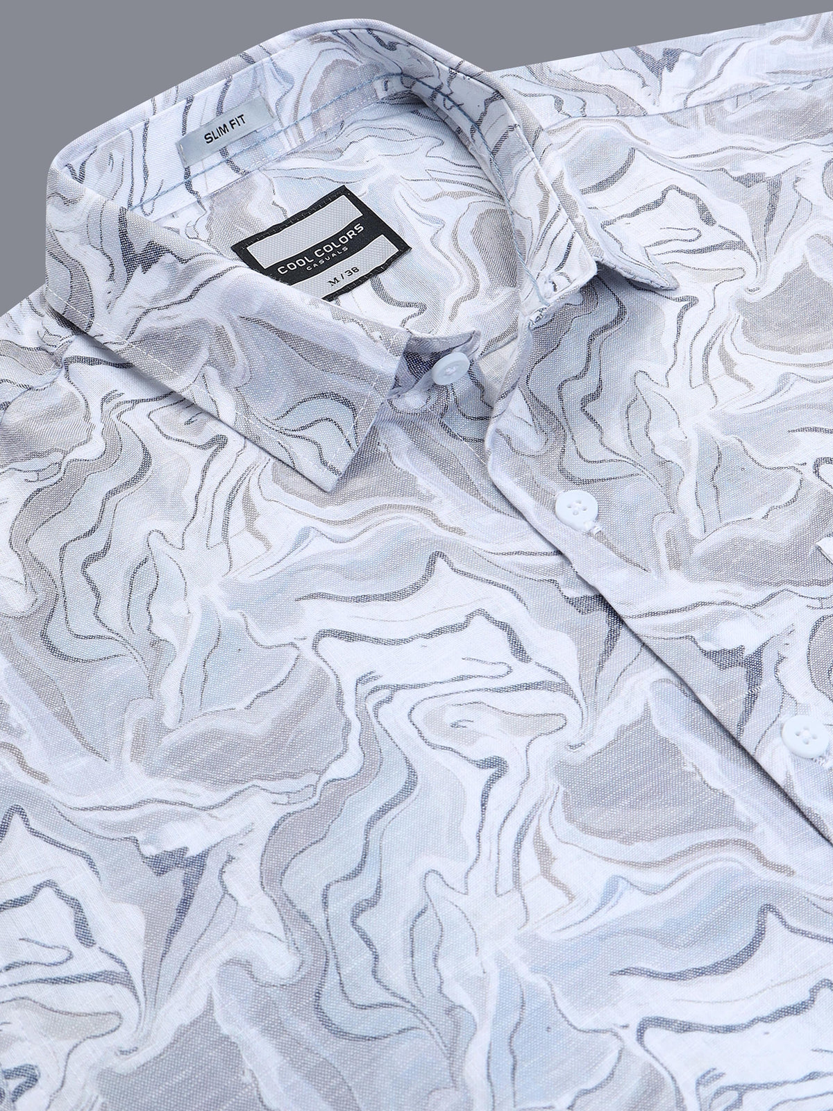 Men Grey Slim Fit Abstract printed Casual Shirt