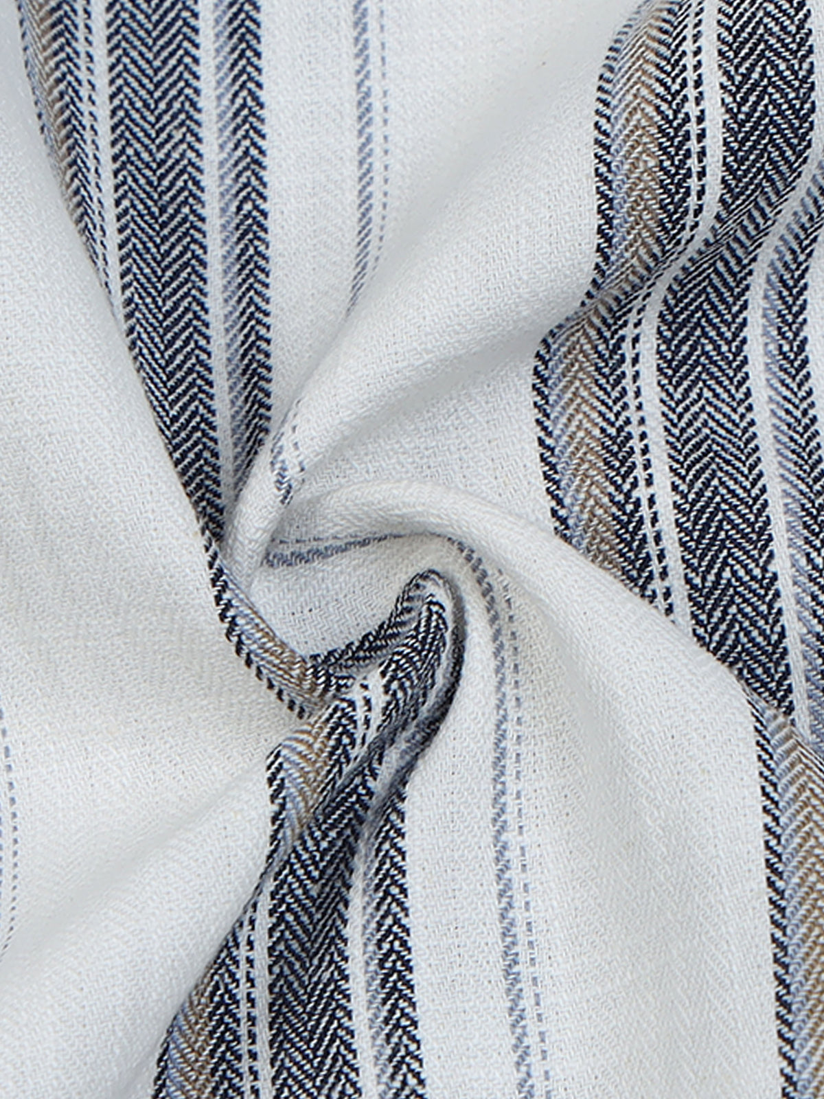 Men White Vertical Striped Slim Fit Casual Shirt