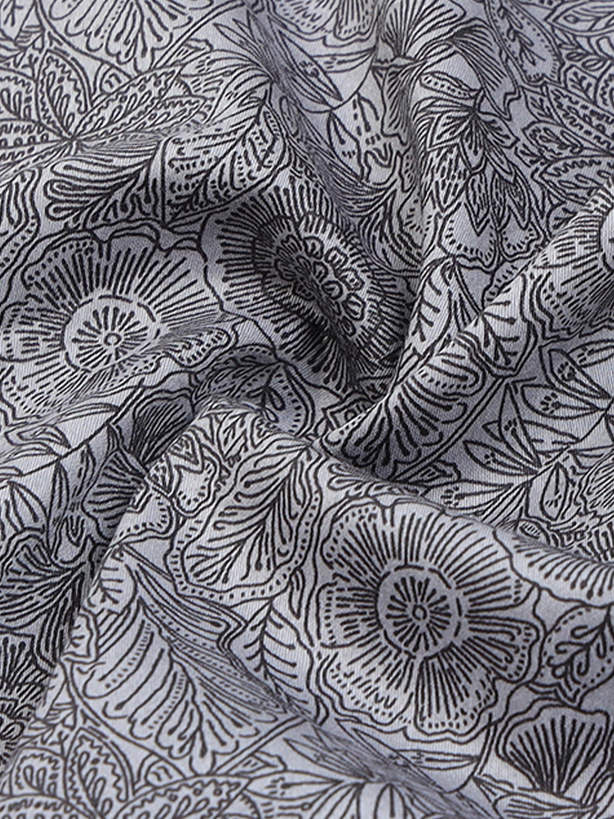 Men Dark Grey Slim Fit Floral Printed Casual Shirt
