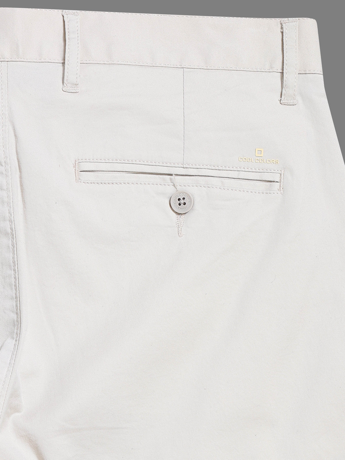 Men's Cream Solid Narrow Fit Twill Stretch Trousers