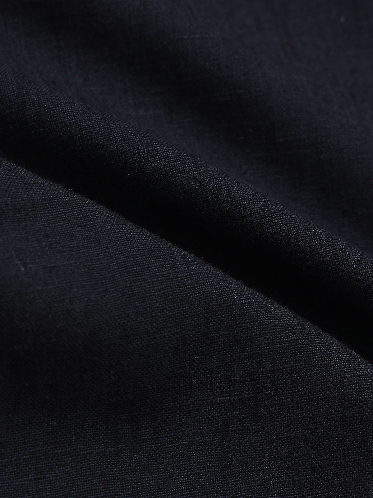 Men's Black Drift Fit Solid Design Linen Trousers