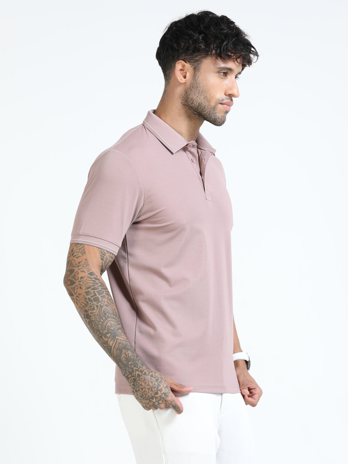 Men Onion Slim Fit Stretchable Solid Polo T-Shirt