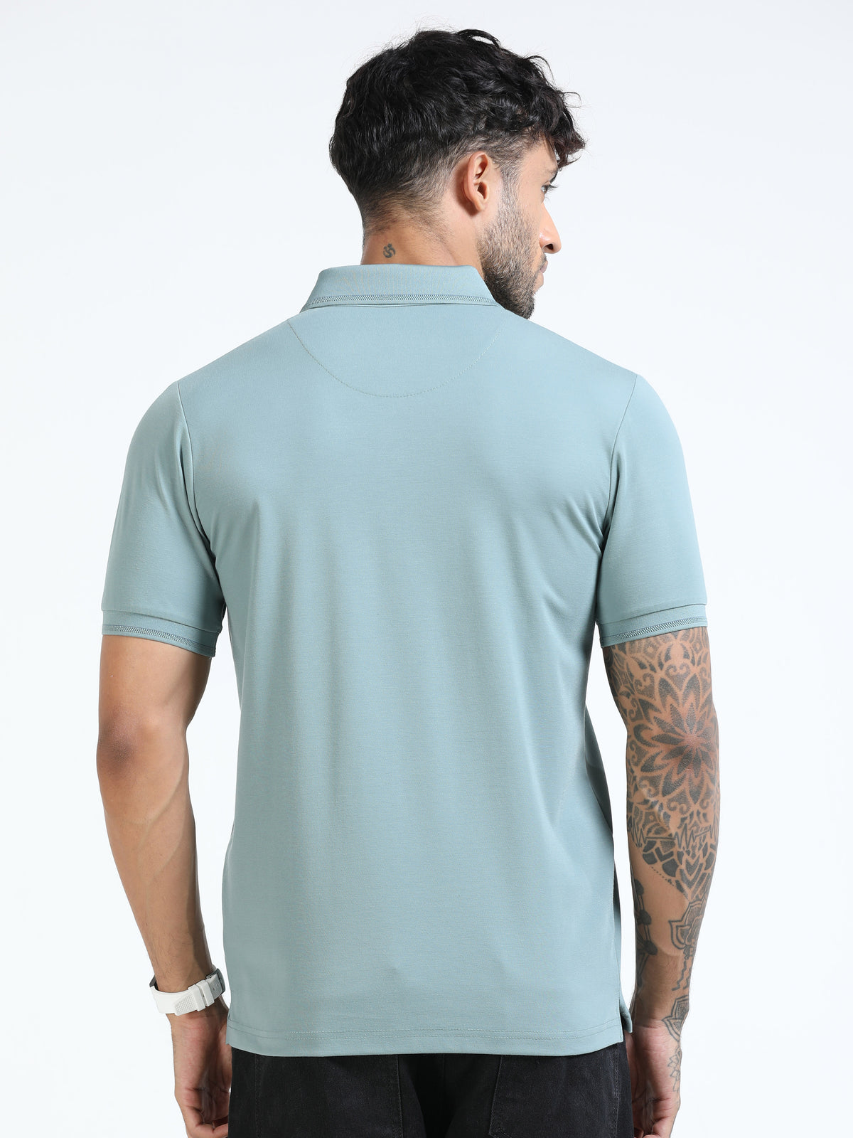 Men Pista Slim Fit Stretchable Solid Polo T-Shirt
