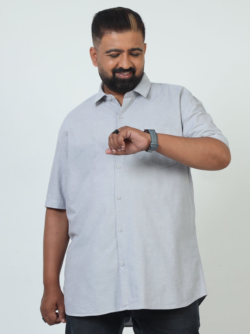Men's Plus Size Solid Color Button Up Shirt