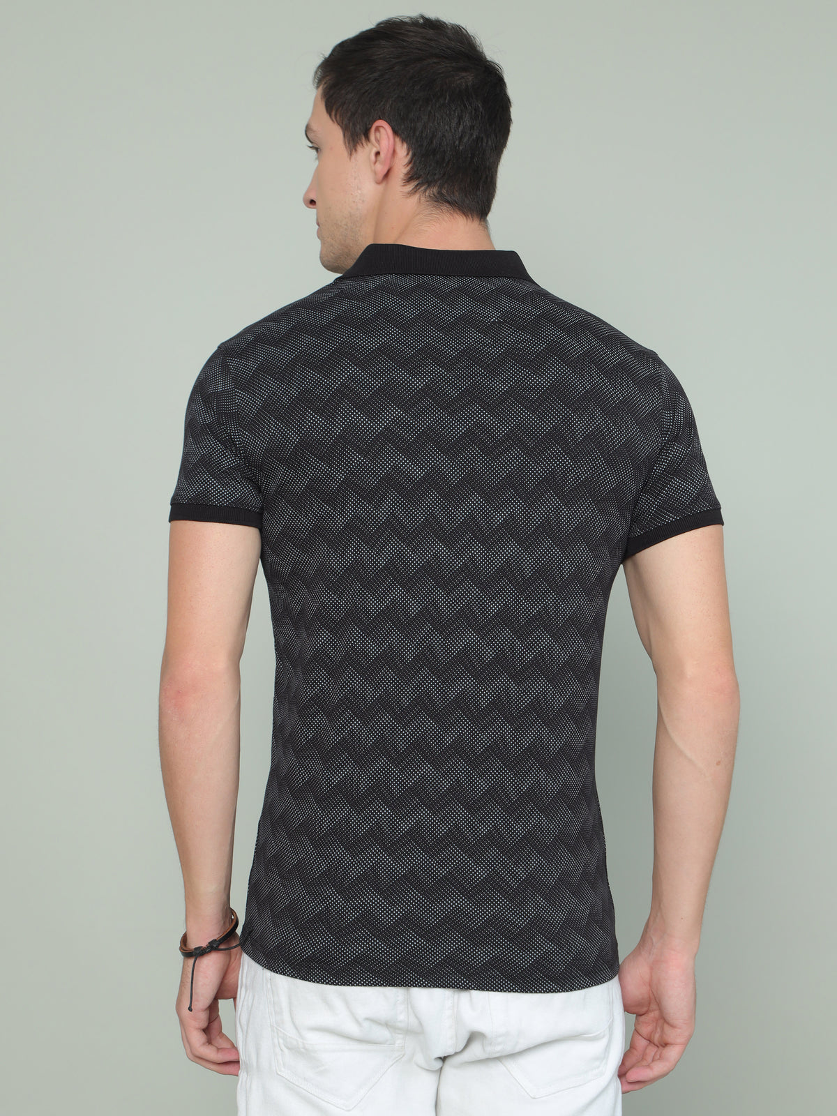 Navy Printed Polo T-shirt