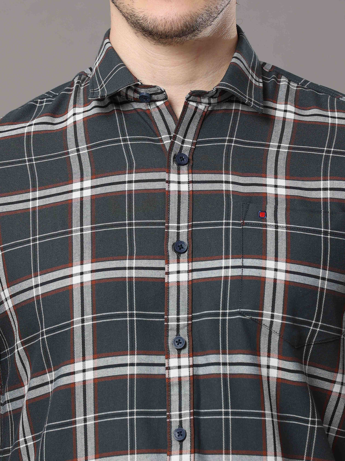 Men's Dark Green Slim Fit Checks Full Sleeves Casual Shirts