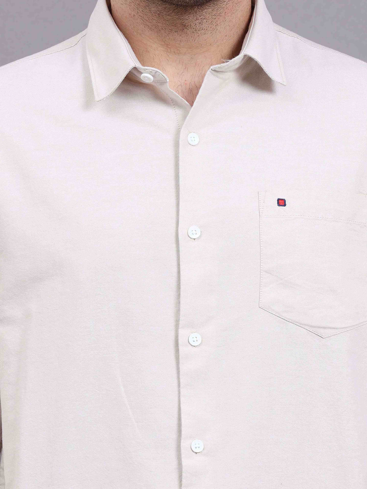 Men's Light Pink Slim Fit Solid Full Sleeves Casual Shirts