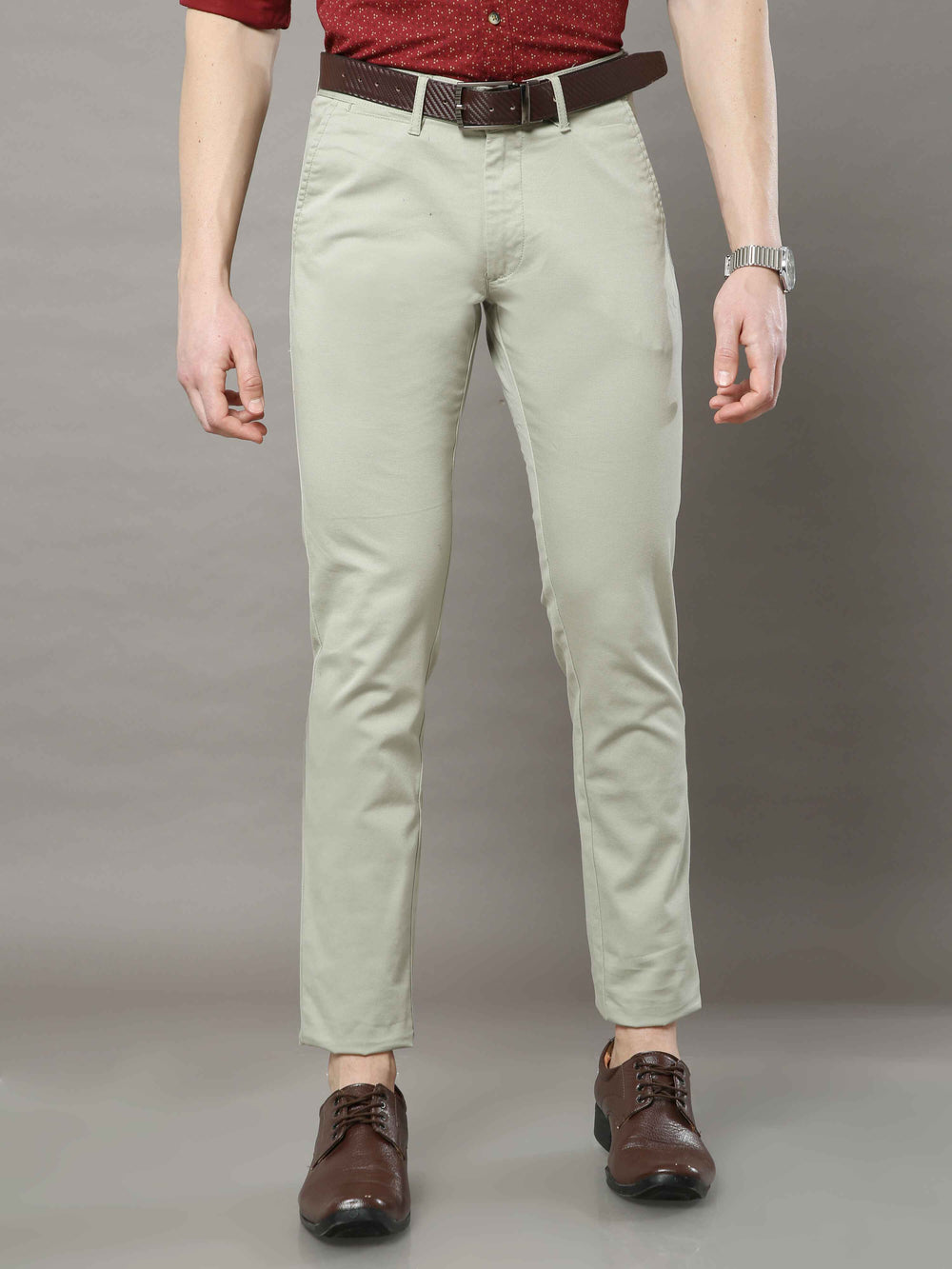 Men's Pista Narrow Fit Solid Lycra Casual Trouser