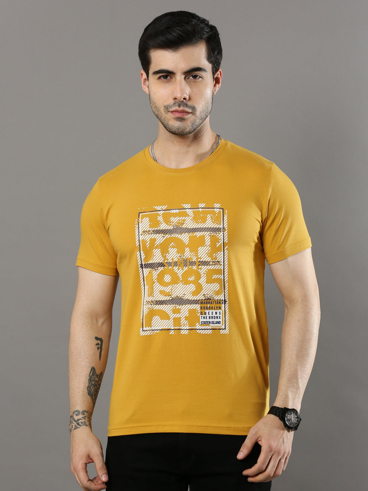 Shop Orange Printed Mens T-shirt Online.