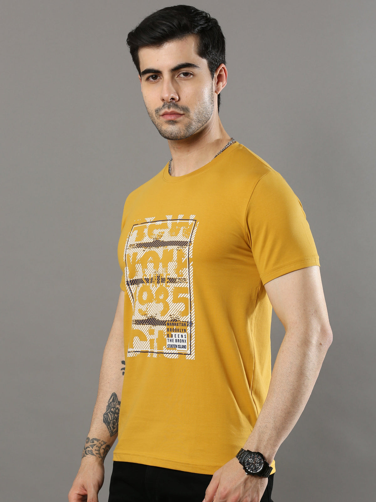Shop Orange Printed Mens T-shirt Online.