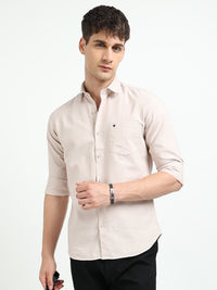 Pink Solid Regular Fit Casual Shirts