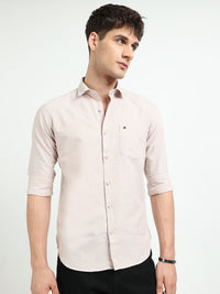 Pink Solid Regular Fit Casual Shirts