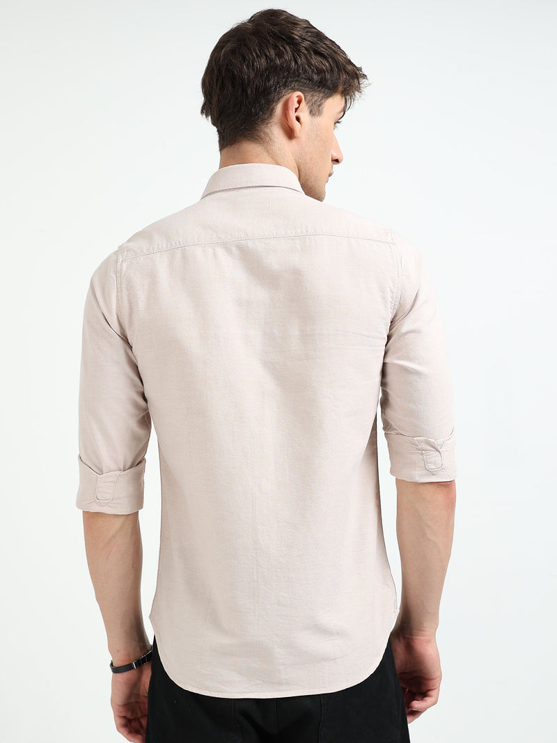 Pink Solid Regular Fit Casual Shirts