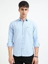 Sky Blue Solid Regular Fit Casual Shirts