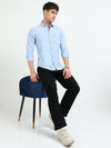 Sky Blue Solid Regular Fit Casual Shirts