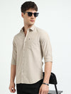 Khaki Oxford Slim Fit Casual Shirts