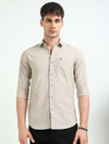Khaki Oxford Slim Fit Casual Shirts