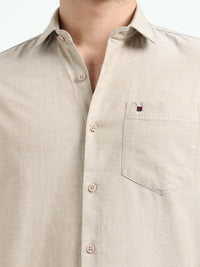 Khaki Oxford Slim Fit Casual Shirts