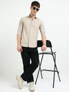 Khaki Oxford Slim Fit Casual Shirts