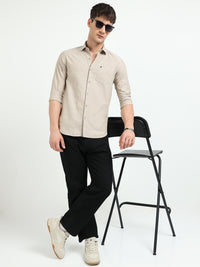 Khaki Oxford Slim Fit Casual Shirts