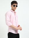 Baby Pink Solid Slim Fit Casual Shirts