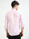 Baby Pink Solid Slim Fit Casual Shirts