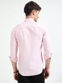 Baby Pink Solid Slim Fit Casual Shirts