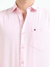 Baby Pink Solid Slim Fit Casual Shirts
