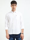 White Solid Slim Fit Casual Shirts