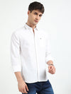White Solid Slim Fit Casual Shirts