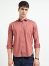 Dusty Pink Solid Slim Fit Casual Shirts