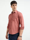 Dusty Pink Solid Slim Fit Casual Shirts