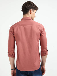 Dusty Pink Solid Slim Fit Casual Shirts