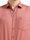Dusty Pink Solid Slim Fit Casual Shirts