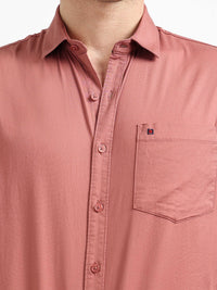 Dusty Pink Solid Slim Fit Casual Shirts